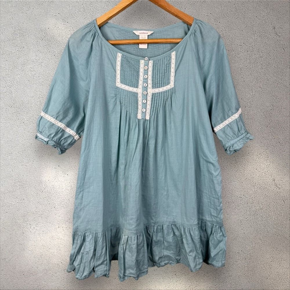Sundance‎ Prairie Boho Cottagecore Cotton Lace Blouse Sz L